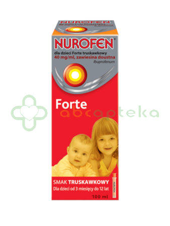 Nurofen Forte, 40 mg/ml, zawiesina doustna o smaku truskawkowym, 100 ml