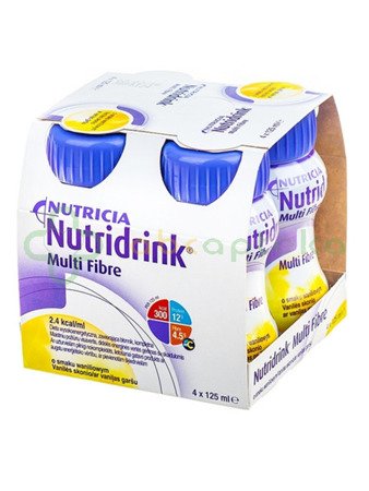 Nutridrink Multi Fibre o smaku waniliowym, 4x125ml