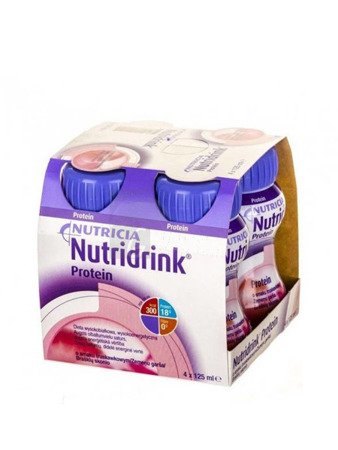 Nutridrink Protein o smaku truskawkowym, 4 x 125 ml