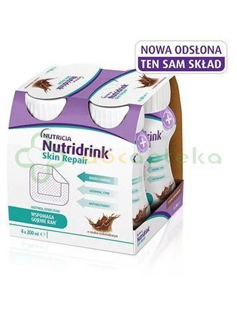 Nutridrink Skin Repair czekoladowy (dawniej Cubitan), 4 x 200 ml, | DATA WAŻNOŚCI 10.02.2025