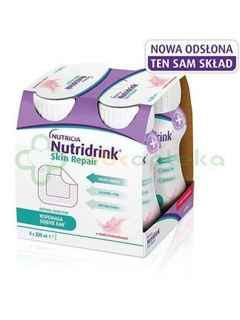 Nutridrink Skin Repair truskawkowy (dawniej Cubitan), 4 x 200 ml | DATA WAŻNOŚCI 07.03.2025