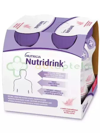 Nutridrink o smaku truskawkowym, 4 x 125 ml | DATA WAŻNOŚCI 28.02.2025