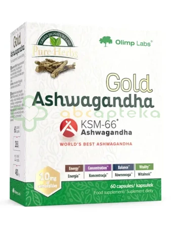 Olimp, Gold Ashwagandha KSM -66,         60 kapsułek