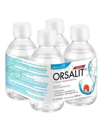 Orsalit drink, płyn o smaku truskawkowym, 4x200 ml 