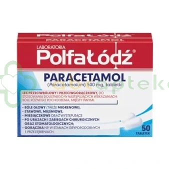 Paracetamol 500 mg /Polfa-Łódź, 50 tabletek