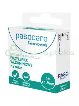 Pasocare Soft Roll, przylepiec włókninowy na rolce, 5 m x 1,25 cm, 1 sztuka