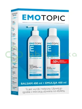 Pharmaceris E Emotopic, zestaw balsam nawilżająco-natłuszczający 400 ml + emulsja do kąpieli 400 ml  