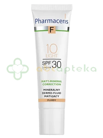 Pharmaceris F, Mineralny dermo-fluid matujący SPF30, Matt-mineral-correction, 10 light, 30 ml