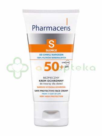 Pharmaceris S, Bezpieczny krem ochronny do twarzy dla dzieci od chwili narodzin, SPF 50+, 50 ml