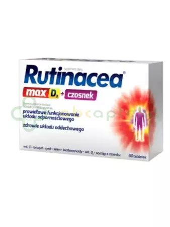 Rutinacea Max D3 + Czosnek 60 tabletek | DATA WAŻNOŚCI 31.10.2024