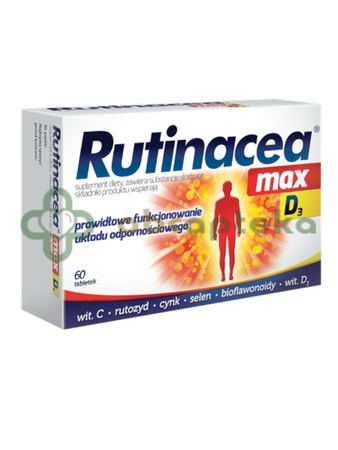 Rutinacea Max D3 60 Comprimés Vitamine D3 - Marque Aflofarm, Neuf, Renforce L'immunité