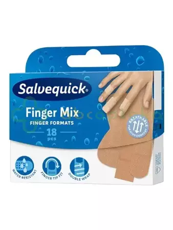 Salvequick Finger Mix, plastry elastyczne na palce, 18 sztuk
