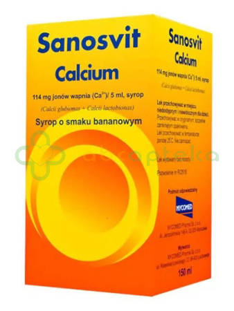 Sanosvit Calcium, syrop o smaku bananowym, 150 ml