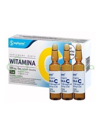 Sopharma Witamina C 500 mg/ 5 ml, roztwór doustny, 5 ml x 10 ampułek