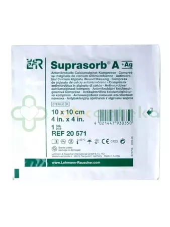 Suprasorb A+Ag, opatrunek alginianowy, 10 cm x 10 cm, 1 sztuka