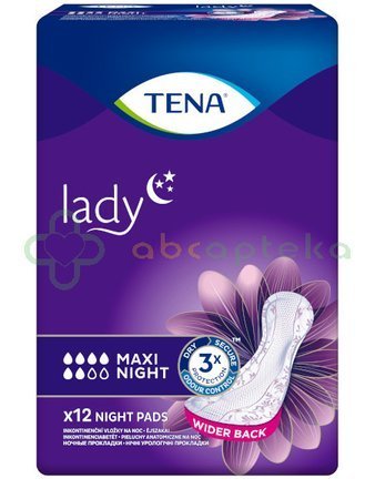 TENA Lady Maxi Night, Wkłady anatomiczne dla kobiet, 12 sztuk