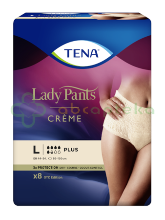 TENA Lady Pants Plus Creme, Bielizna dla kobiet, rozmiar L, 8 sztuk