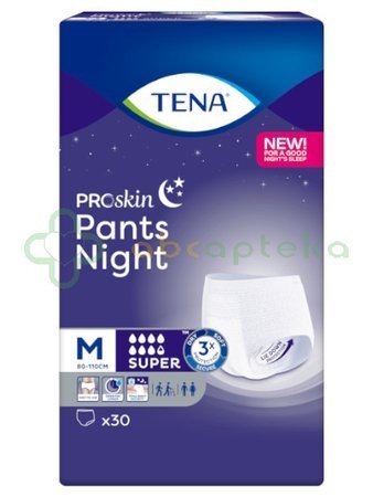 TENA Pants ProSkin Super Night, Majtki chłonne rozmiar M, 30 sztuk