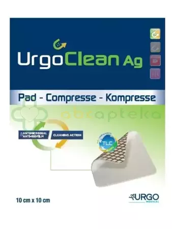 UrgoClean Ag, opatrunek ze srebrem, 10 x 10 cm, 1 sztuka