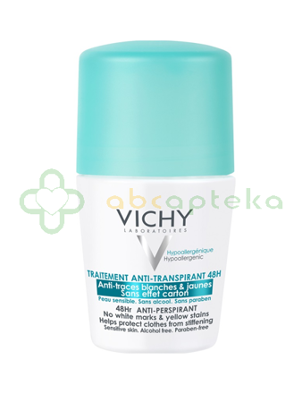 Vichy, dezodorant antyperspirant w kulce 48h, przeciw śladom na ubraniach, 50 ml