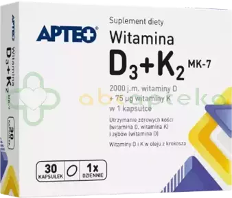 Witamina D3+K2 MK-7 APTEO, 30 kapsułek