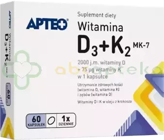 Witamina D3+K2 MK-7 APTEO, 60 kapsułek