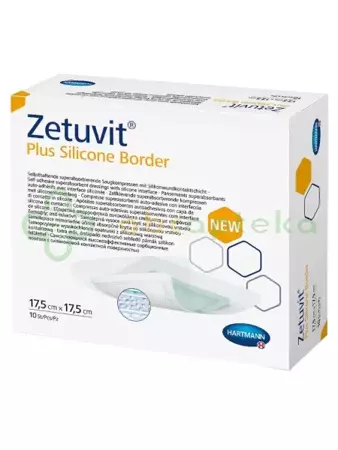 Zetuvit Plus Silicone Border, opatrunek z superabsorbentem, 17,5 x 17,5 cm, 1 sztuka